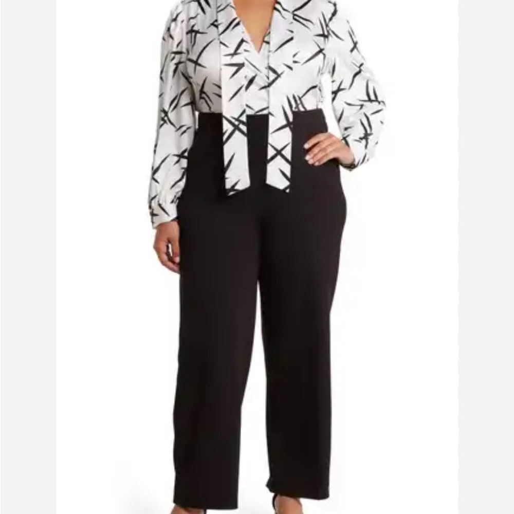 Ashley Stewart Black and White Graphic Jumpsuit